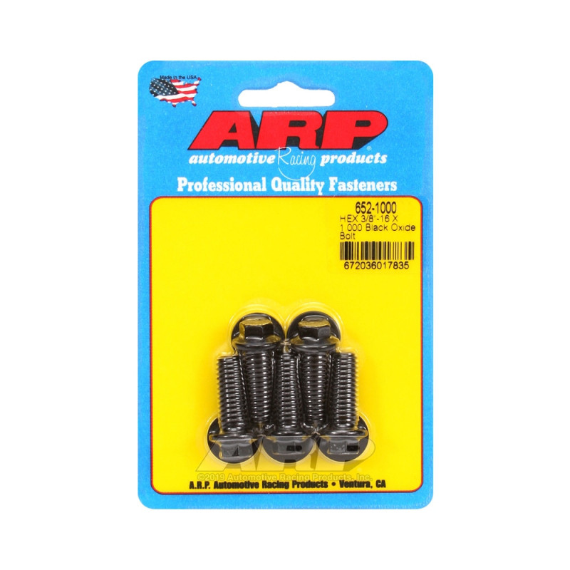 Șuruburi și piulițe universale ARP cu cap mic 3/8-16 – Hexagonale cu finisaj negru oxidat, set de 5 bucăți - ARP-652-1000 - 652-1000 - 3666618194646